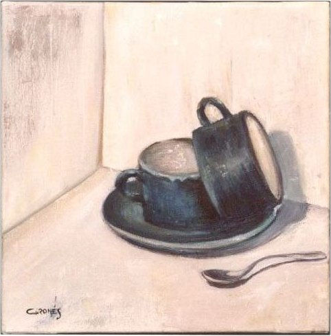 Tazas azules Oil Canvas