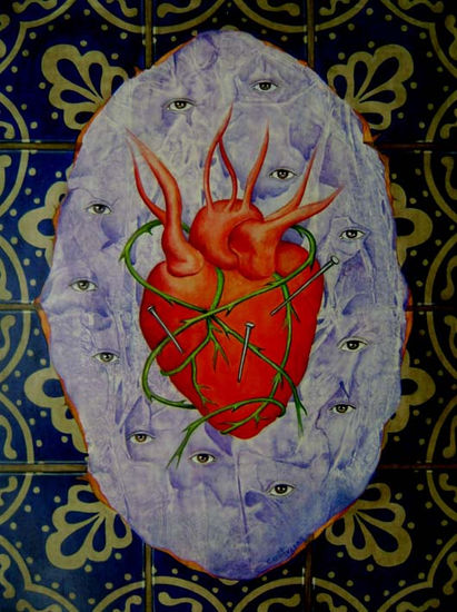 Corazón de Talavera Óleo Lienzo Figura