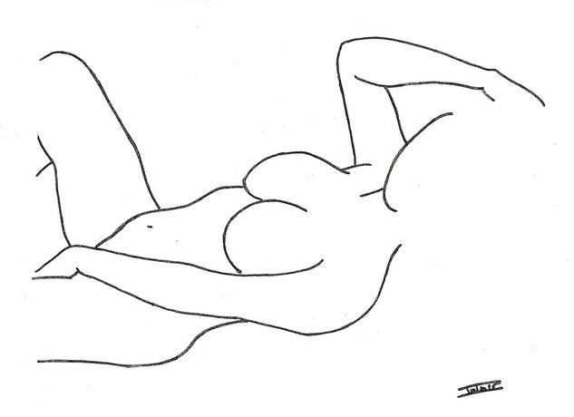 Flore Ink Canvas Nude Paintings