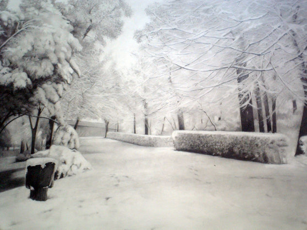 Nieve en el Retiro Grafito