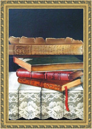 libros Oil Panel Still Life Paintings