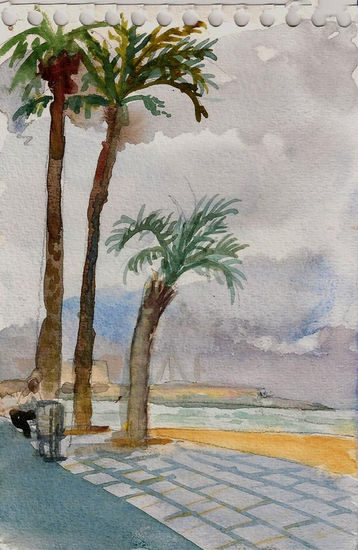 Apunte en la playa Watercolour Paper Marine Painting