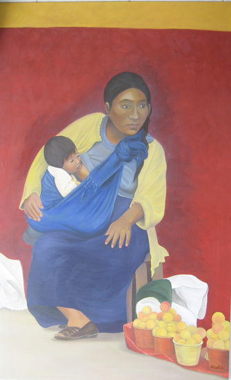 Mujer con niño Oil Canvas Portrait