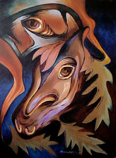 : Horses in Autumn Acrylic Canvas Animals