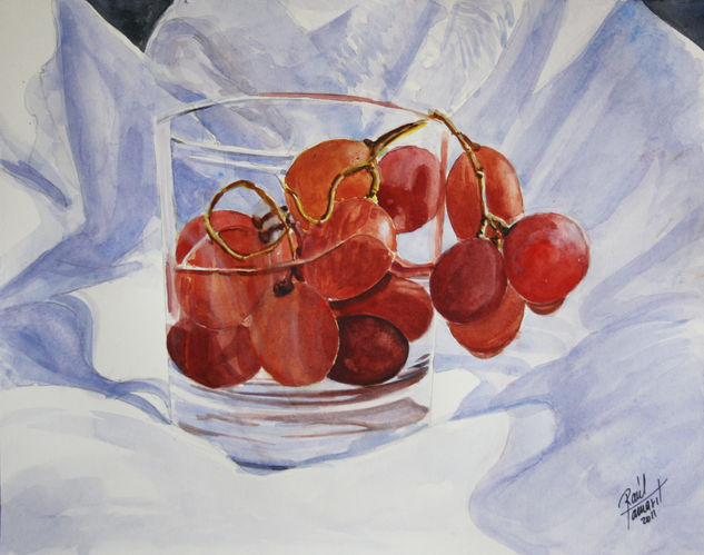 Vaso con uvas Watercolour Paper Still Life Paintings