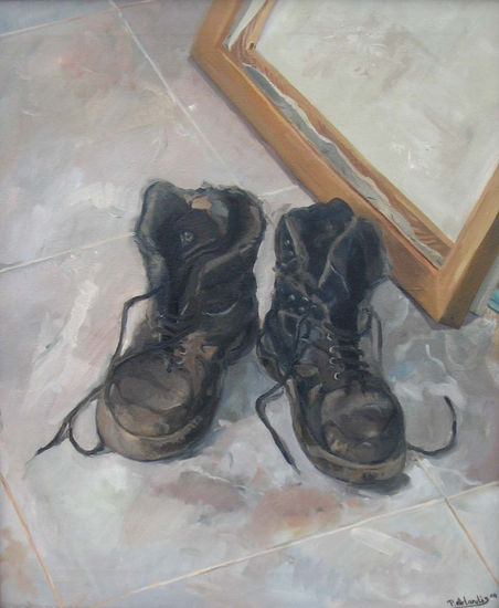 Las botas viejas Oil Canvas Still Life Paintings