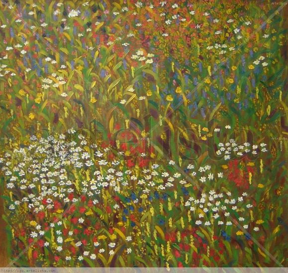 Jardin de flores Oil Canvas Floral Painting