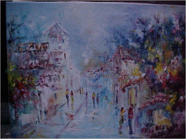 Reflejo de lluvia en pueblo andino