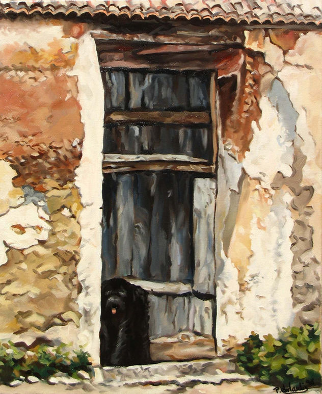 Perro en una puerta
