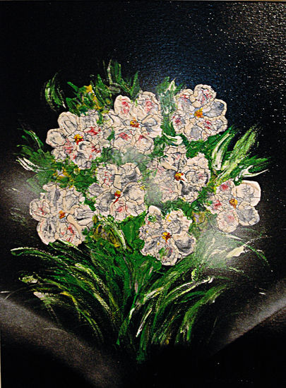 Flores Blancas-pintura Acrílico Tela Paisaje