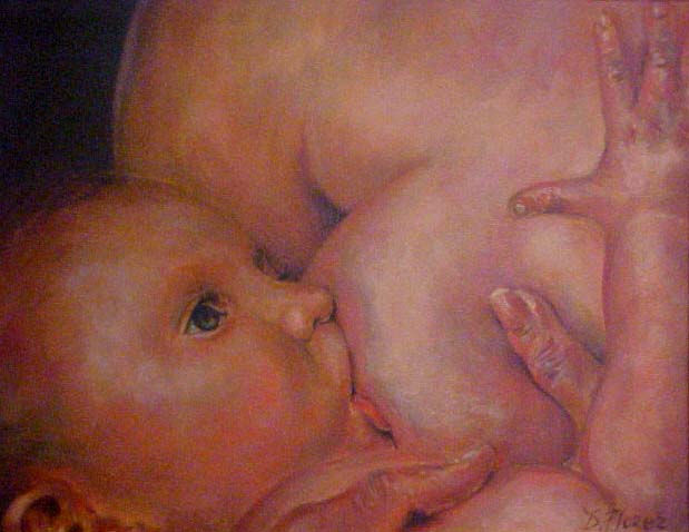 Baby on breast 2 Oil