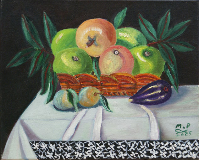 Bodegón de manzanas higo y ciruelas Oil Canvas Still Life Paintings