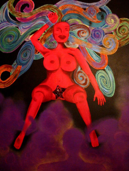 La Mujer Roja - Tapu Acrylic Canvas Nude Paintings