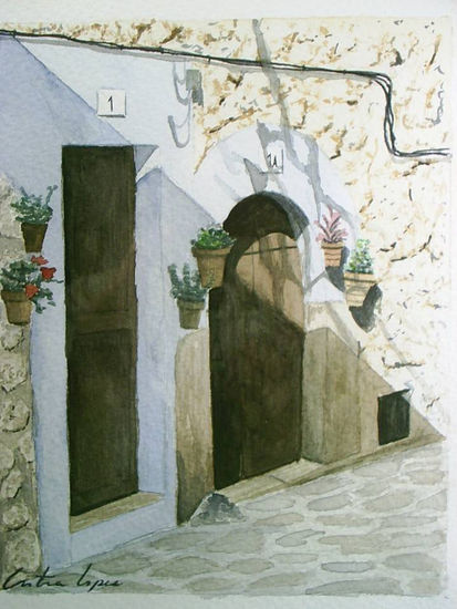 Tipica fachada mallorquina Watercolour Paper Landscaping