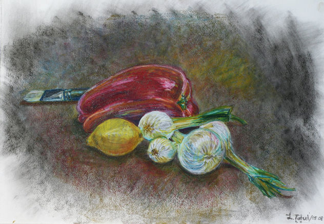 PIMIENTO, LIMON, CEBOLLAS Y PINCEL