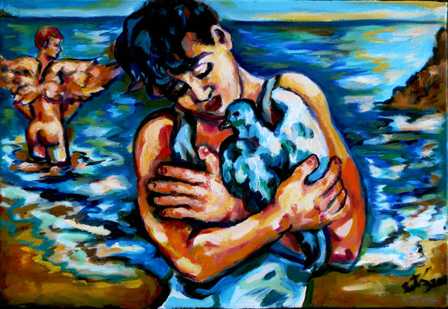 Amores en paz Oil Canvas Marine Painting