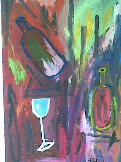 2 Botellas con Copa Oil Canvas Landscaping