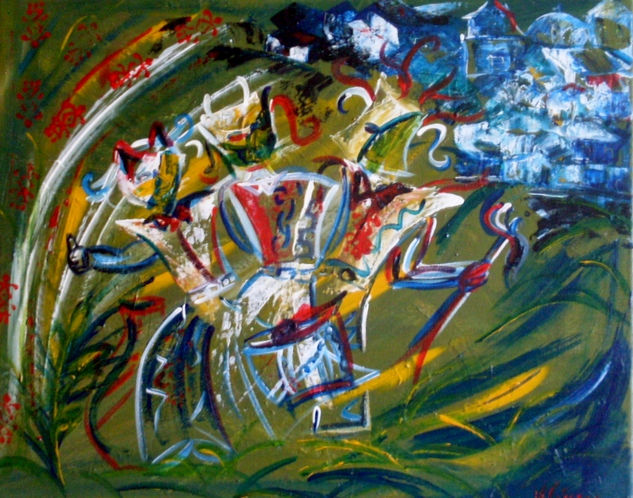 "Danzantes de pueblo" Oil Canvas Landscaping