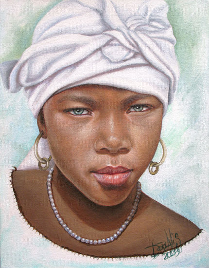 Niña de raza negra 15 Acrylic Canvas Portrait