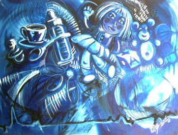 sueño en azul con los juguetes Acrylic Canvas Figure Painting