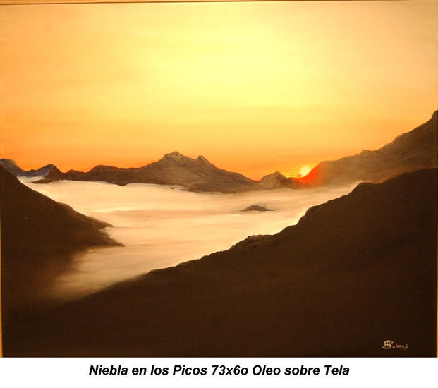 Niebla en Los Picos Oil Canvas Landscaping