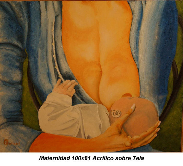 Maternidad Mixed media Canvas Figure Painting