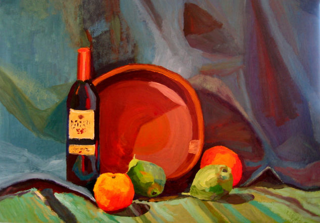 Bodegon con naranjas,peras y vino. Oil Others Still Life Paintings