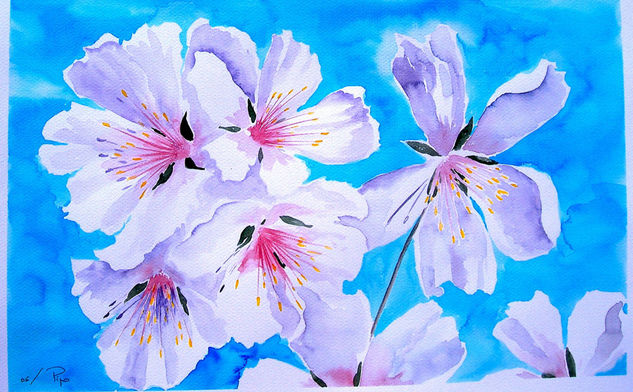 almendros - vendido Watercolour Paper Floral Painting