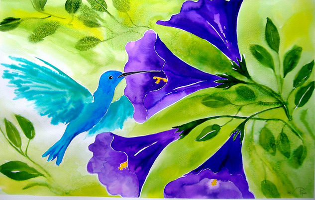 colibri azul - vendido Watercolour Paper Animals