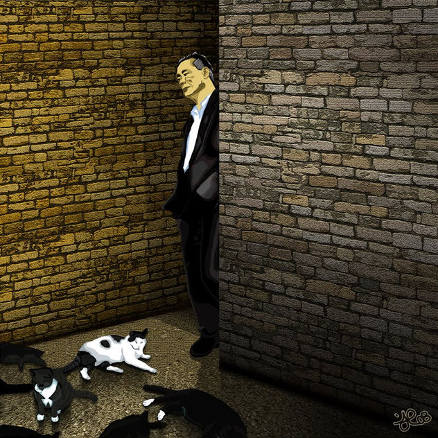 El señor Nakata habla con los gatos