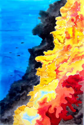 fondos marinos con corales Watercolour Paper Marine Painting