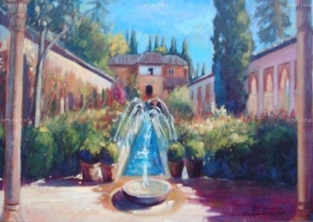 Jardines del  Generalife (Alhambra) Oil Canvas Landscaping