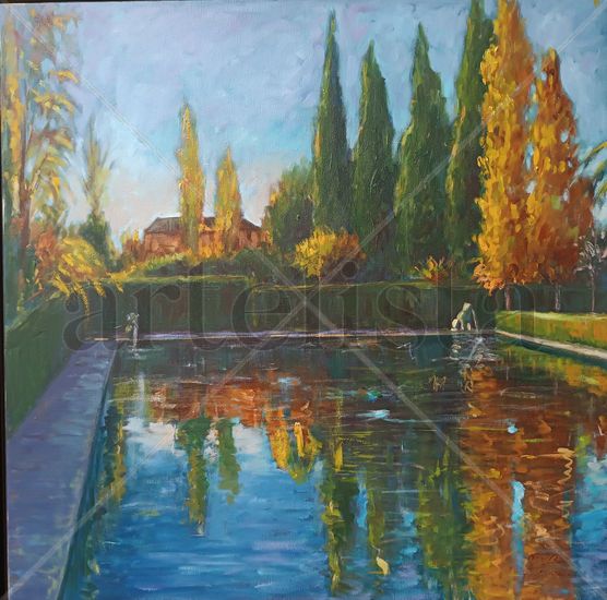 Alberca del Partal (Alhambra) Oil Canvas Landscaping