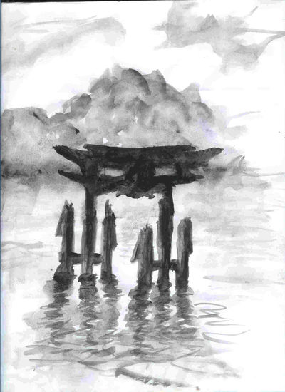 japan lake Gouache Papel