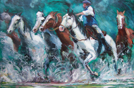 Tropilla con gaucho