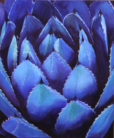 La Pita Azul Oil Canvas Floral Painting