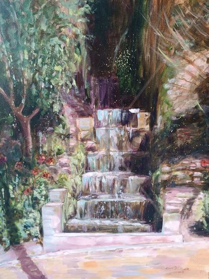 Subida a la Alhambra Oil Canvas Landscaping