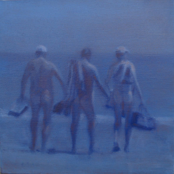 Paisaje con desnudos en azul  I