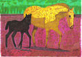 caballo rubio sobre tierra roja