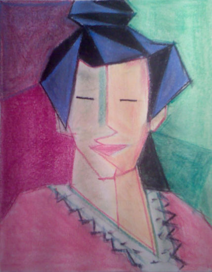 homenaje a matisse,libre interpretacion del retrato de la mujer de la raya verde Mixed Media