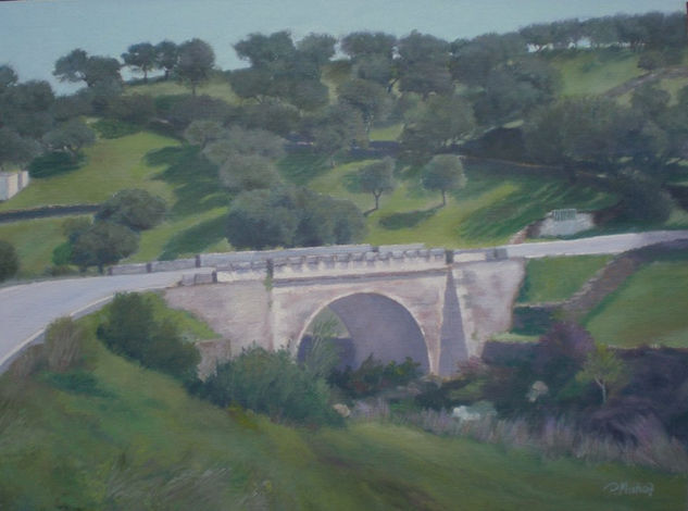 El Puente del Pizarroso Oil Panel Landscaping