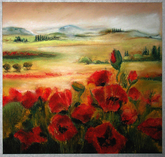 Campo de amapolas Pastel Paper Landscaping