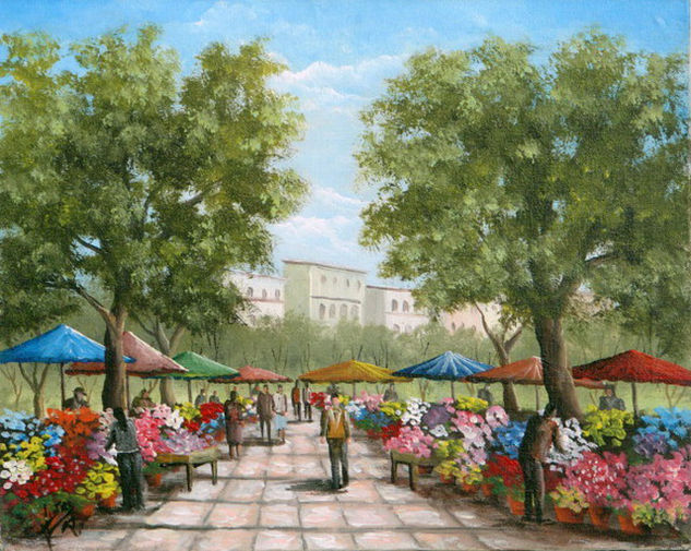 Mercado de flores Acrylic Canvas