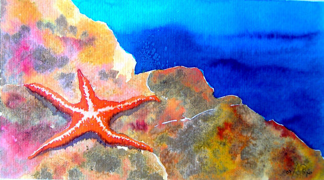 una estrella de mar Watercolour Paper Marine Painting