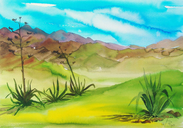 valle verde con pitas Watercolour Paper Landscaping