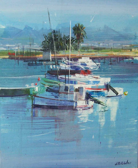 Embarcadero de Los Alcázares. Acrylic Canvas Landscaping