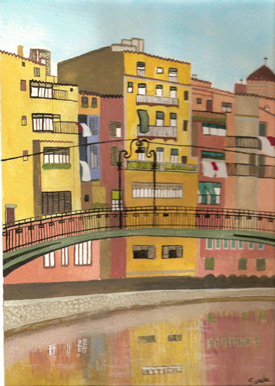 Contrastes de Girona Gouache Paper Landscaping