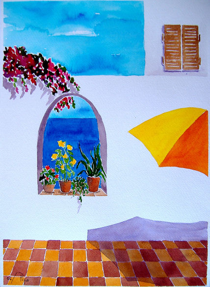 Patio con vista al mar
