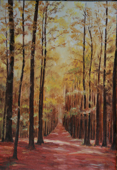 Contraluz en el bosque Oil Canvas Landscaping