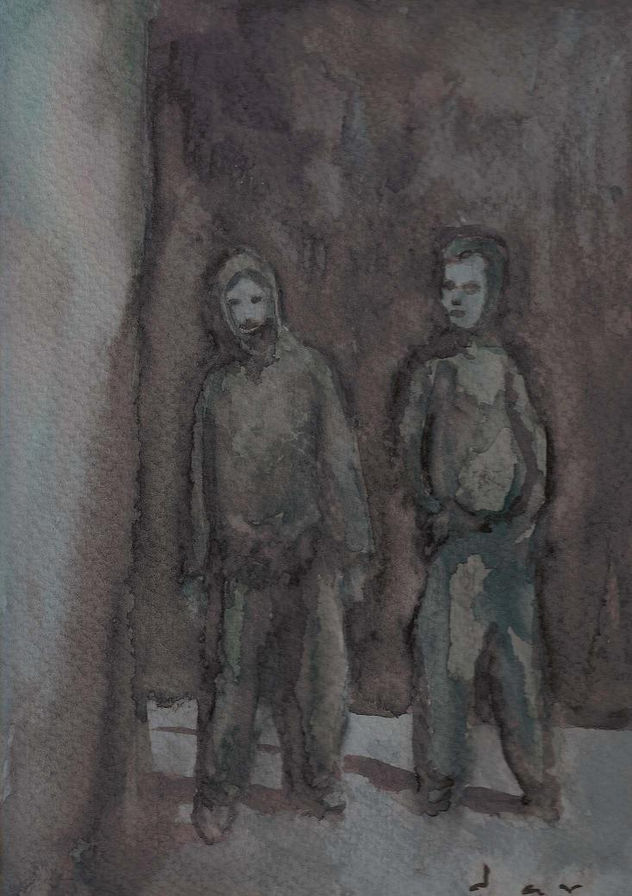 Dos personages en la noche